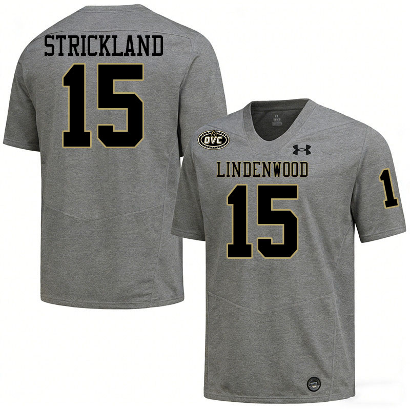 Lindenwood Lions #15 Sanjay Strickland College Football Jerseys,Uniforms-Grey